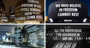 Obras de la artista Jenny Holzer con la tipografía Futura